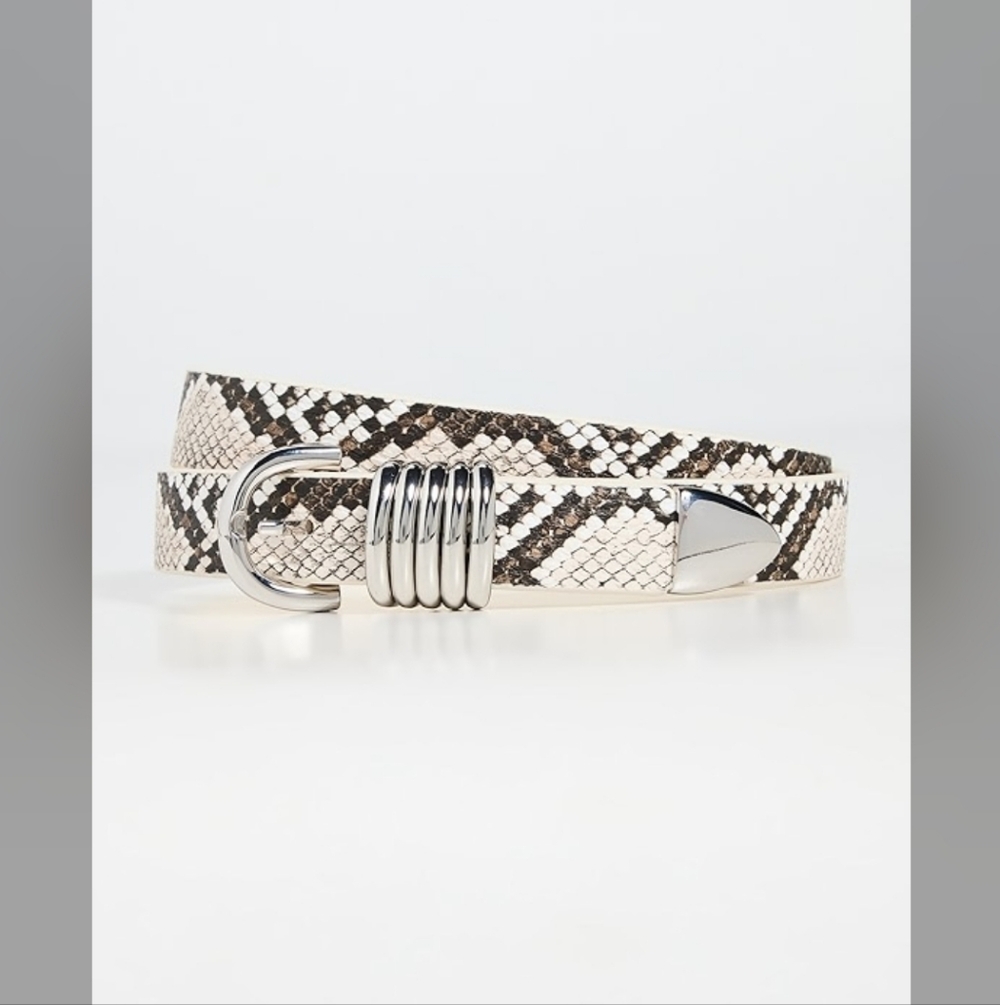 Good American Slim 5 Ring Belt In Snakeskin with Silver Details
